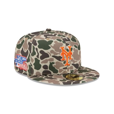 Green New York Mets Hat - New Era MLB Duck Camo 59FIFTY Fitted Caps USA7812309